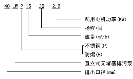 LW立式無阻塞排汙泵（bèng）型號及意義